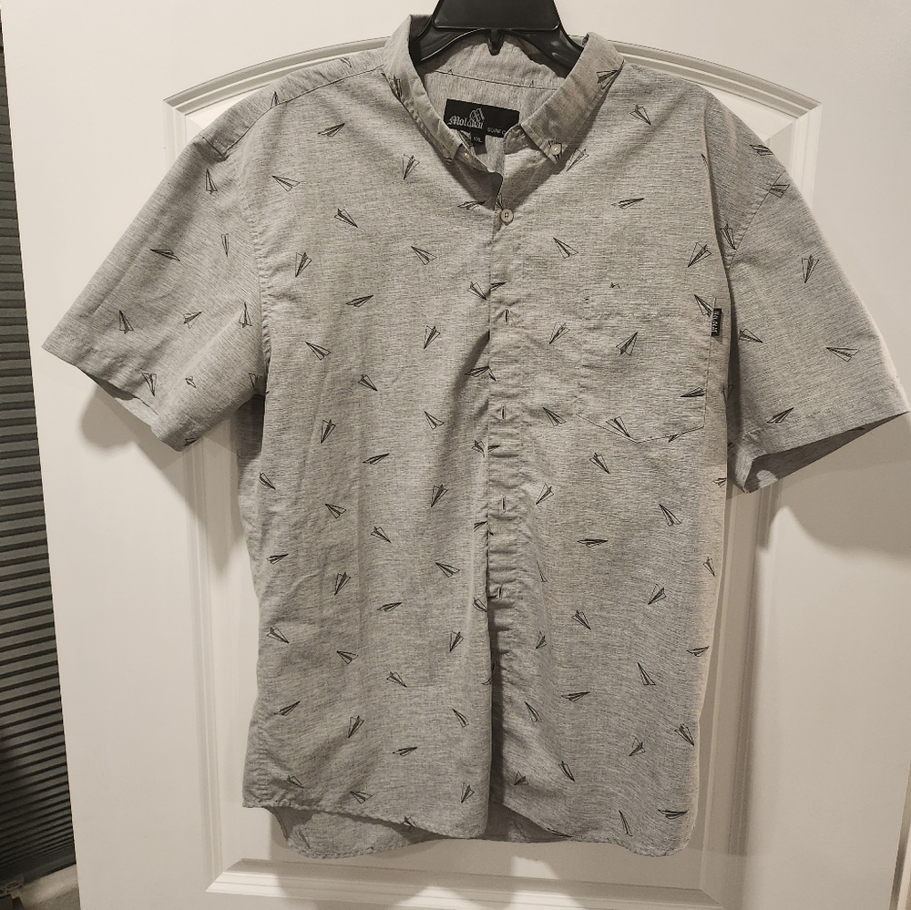 Cool Molokai Surf Company men's lightweight button down, paper airplanes design